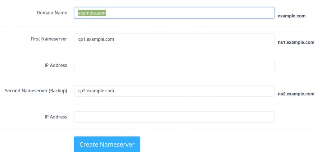Create nameserver records in CyberPanel