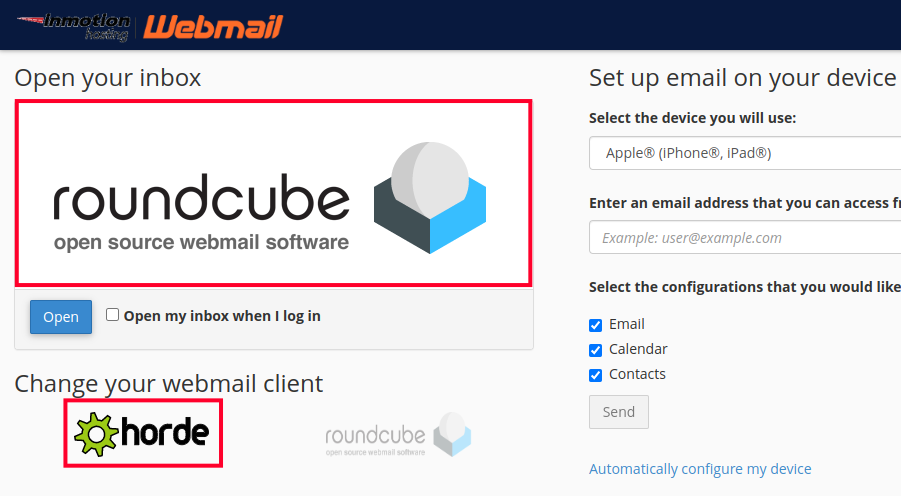 Selecting a Webmail Client