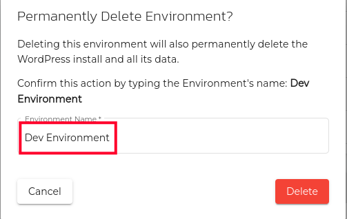 Entering the Environment Name