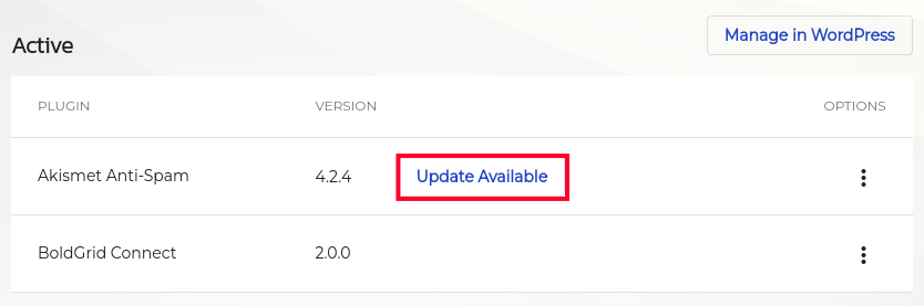 Click Available Plugin Update