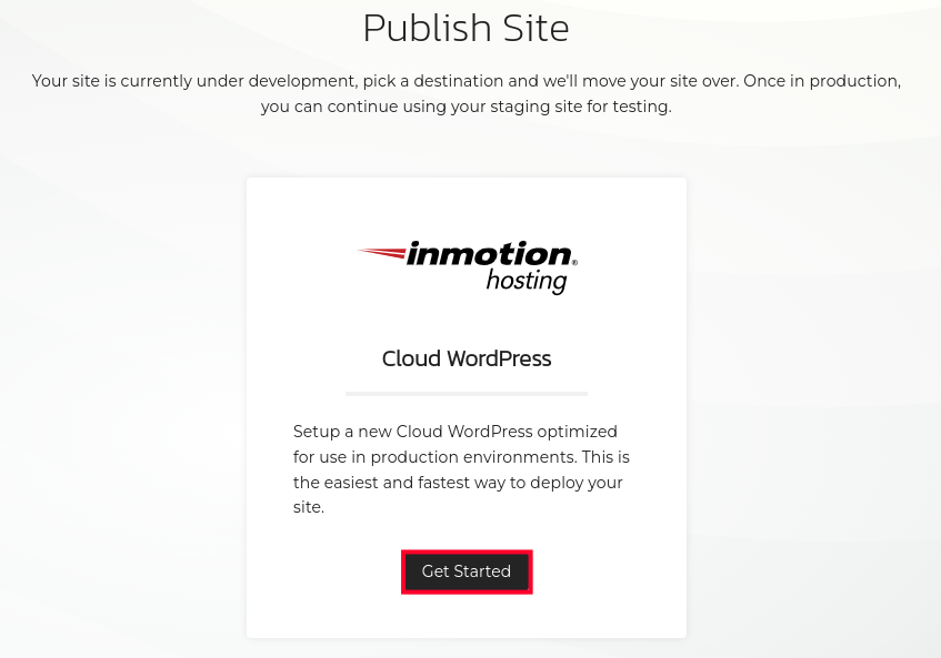 Start Publishing a WordPress Site With InMotion Central