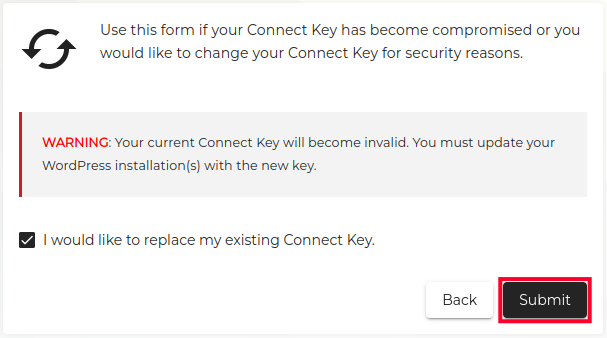 Replacing Connect Key