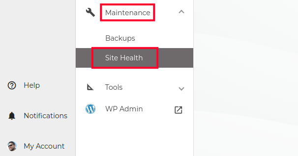 Accessing the Site Health Tool