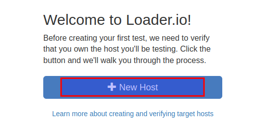 + New Host button in loader.io