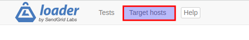 Clicking the "Target hosts" link in the loader.io navigation bar.