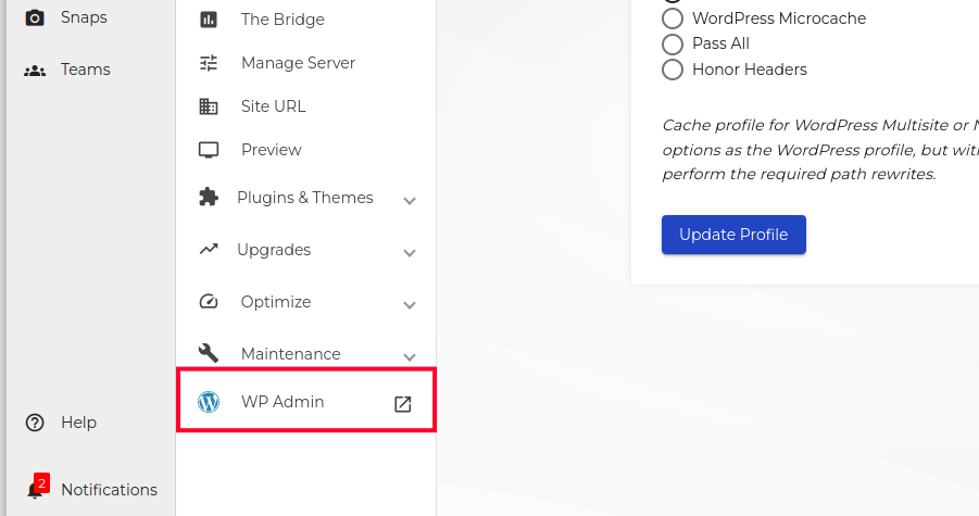 Accessing WP-Admin From InMotion Central