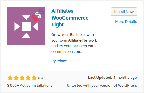 Affiliates WooCommerce Light WordPress plugin