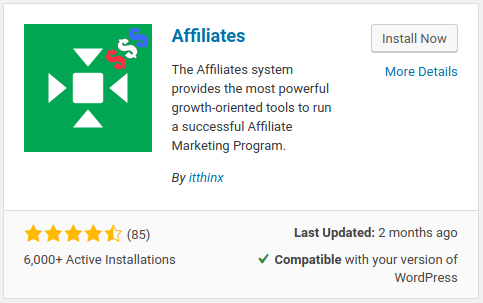 Affiliates WordPress plugin