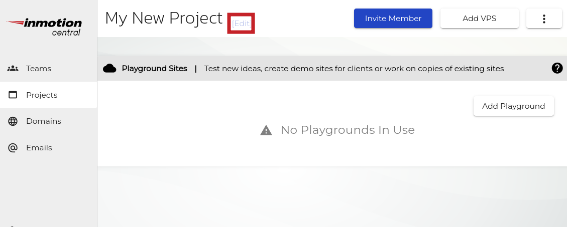 Edit the project name by clicking the edit buttom