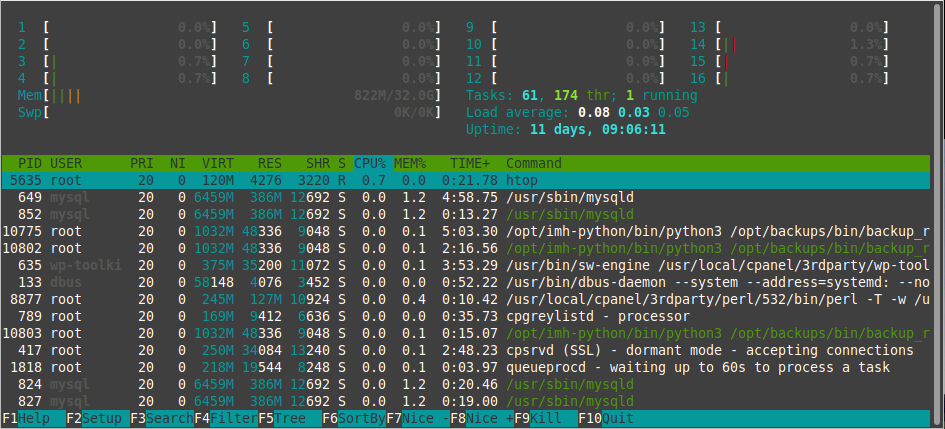 htop Results for a JavaScript