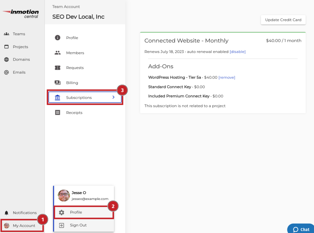 Managing Subscriptions & Receipts for Platform i | InMotion Hosting