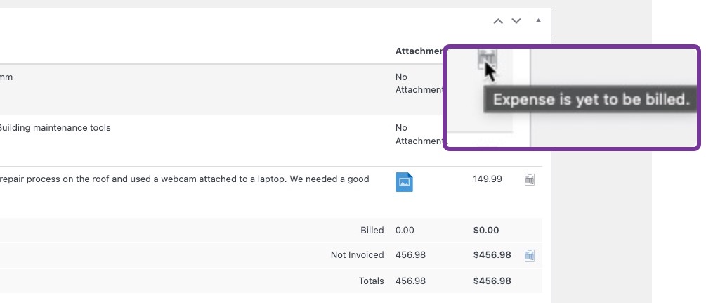 Expense not yet billed