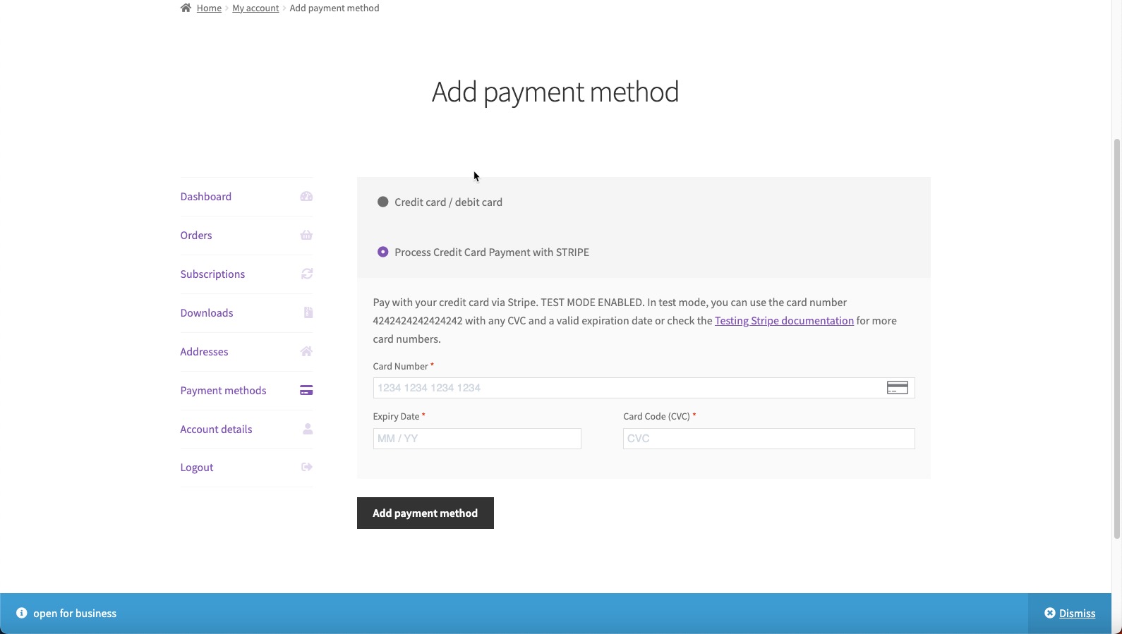 Select Payment Method for WooCommerce