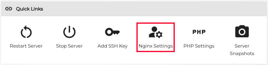 Accessing NGINX Settings in Server Management Section of InMotion Central