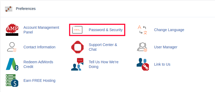Accessing the Password and Security Section in cPanel