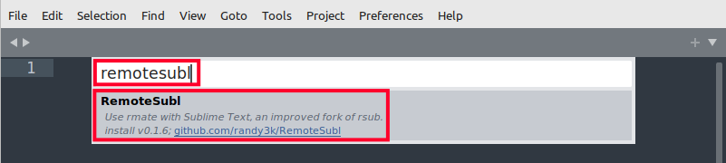 Search and Install Remote Sublime - RemoteSubl