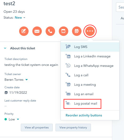 3-dot icon on Ticket page