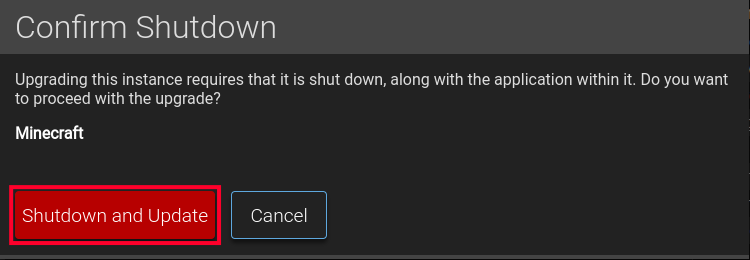 Minecraft Server Instance - Shutdown and Update