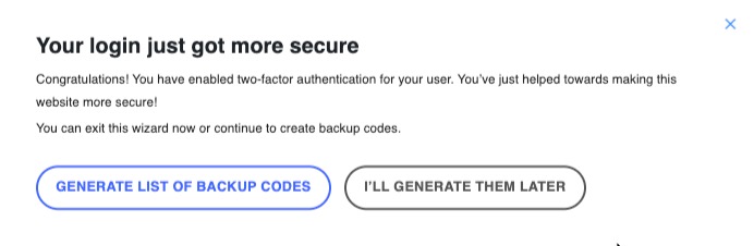 Generate backup codes