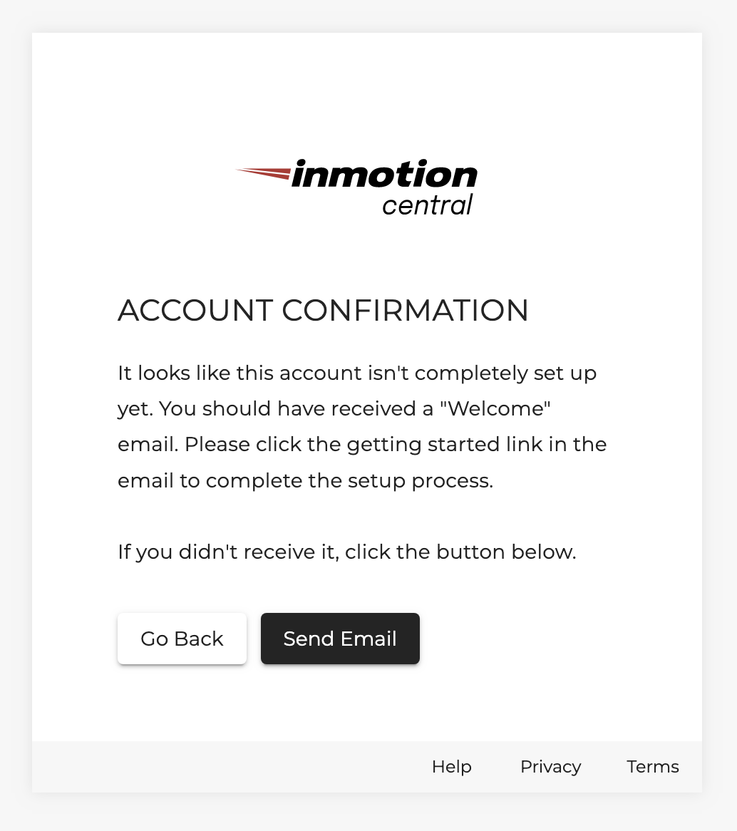 InMotion Central - Resend Verification Email