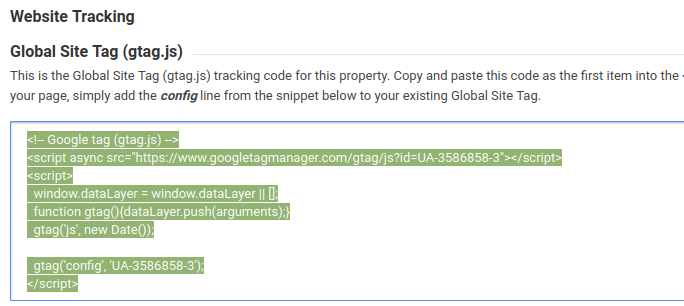 Google Analytics - Copying Global Site Tag