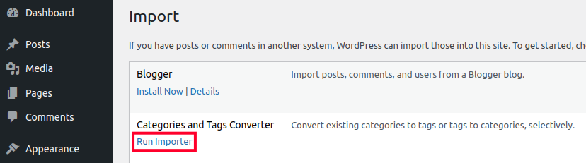 WordPress Run Importer - Categories and Tags Converter