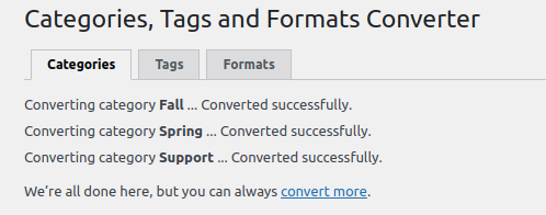 Categories Converted to Tags Successfully
