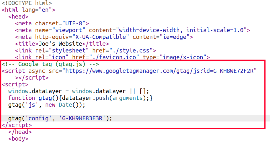 Adding Google Tag to Your HTML