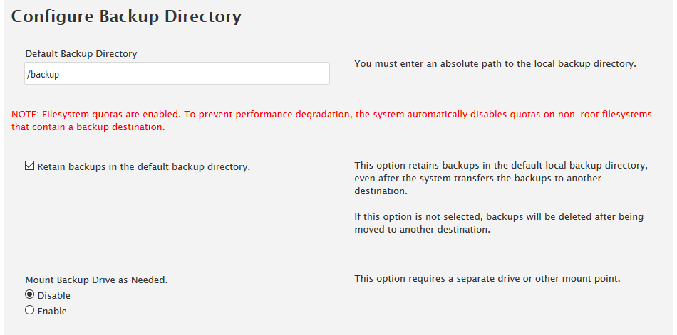 Schedule cPanel Backups in WHM - Configure Backup Directory