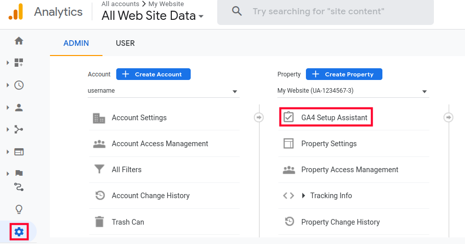 Accessing the GA4 Setup Assistant