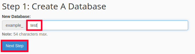 Entering a Database Name