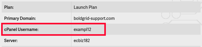 Viewing cPanel Username in AMP