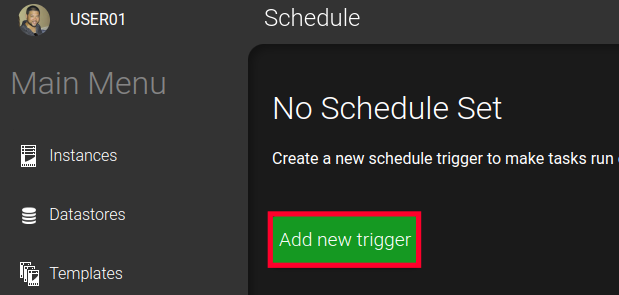 Add New Trigger in the Minecraft Game Panel