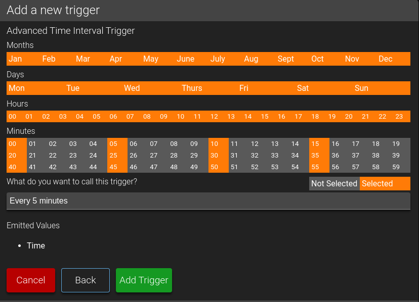 Adding an Advanced Time Interval Trigger