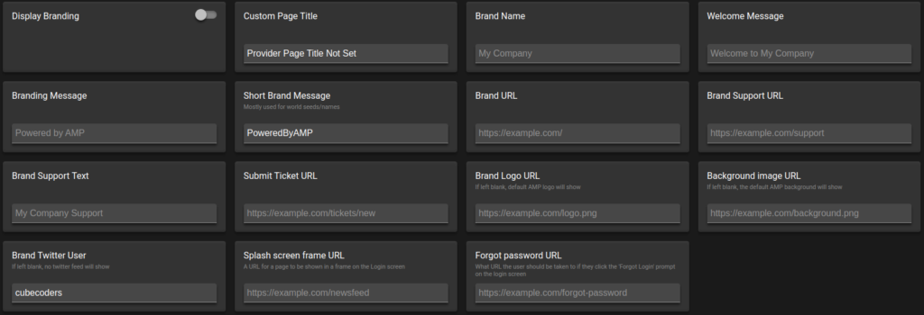 Branding Settings in the Game Management Panel