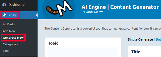 Generate a New Post with ChatGPT Using AI Engine