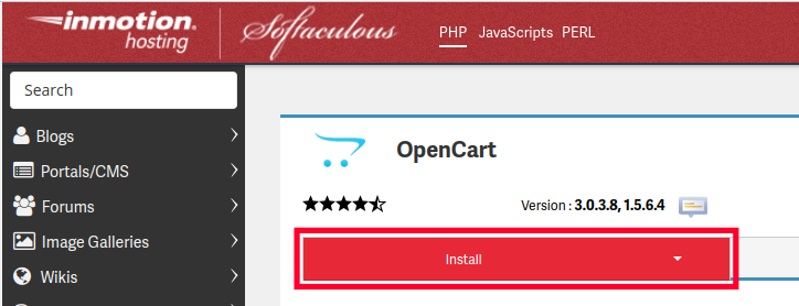 Install OpenCart Using Softaculous