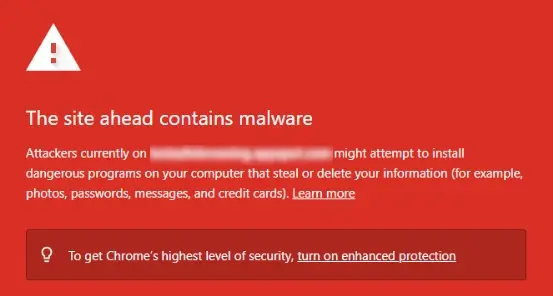 Google unsafe site warning