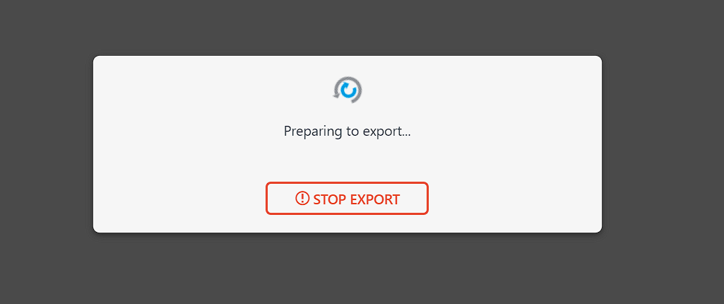 All-in-One WP Migration preparing to export