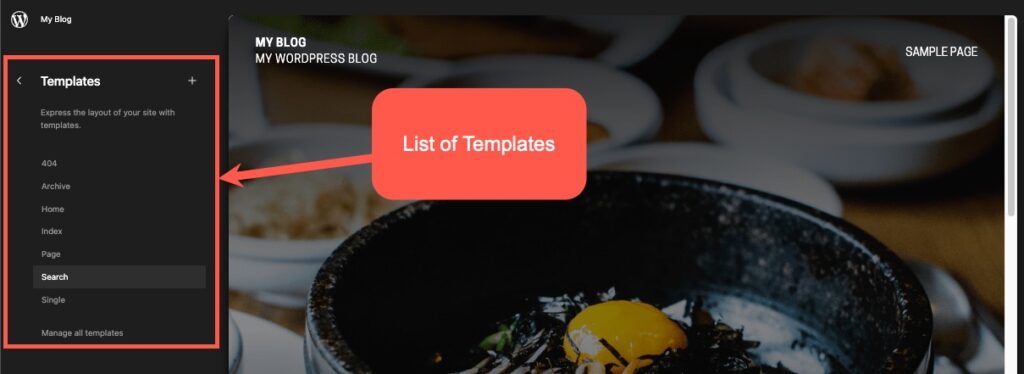 List of templates 