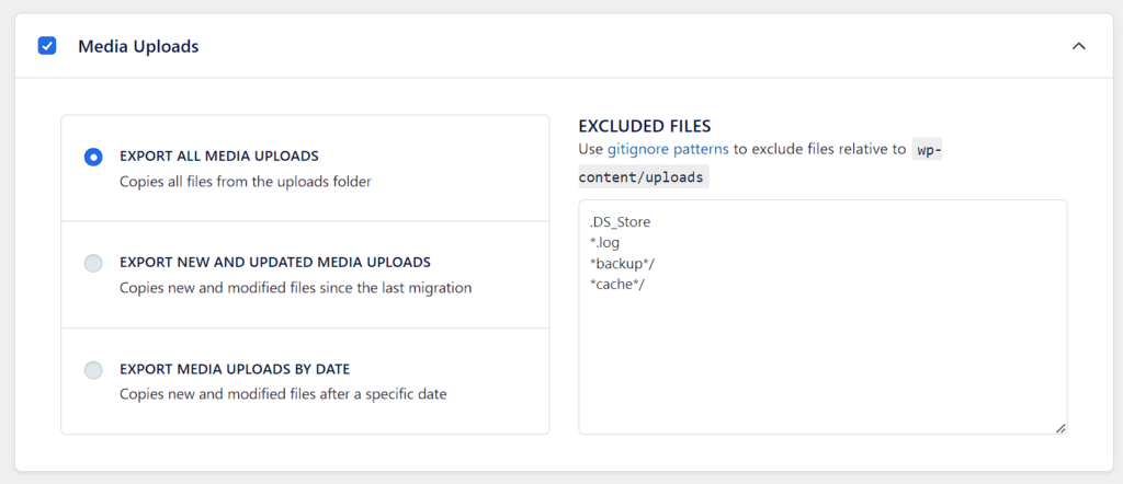 WP Migrate Media Upload Settings