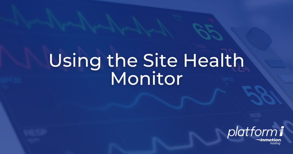 hero image of hospital sensors with text using the site health monitor platform i inmotion hosting