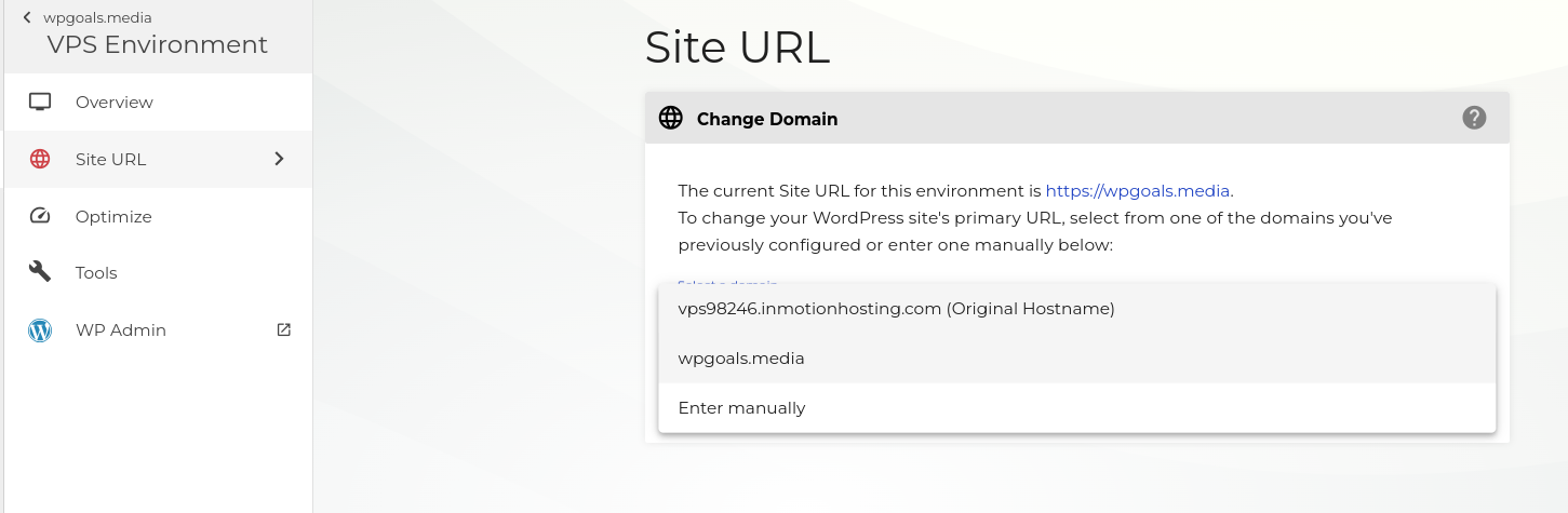 Screenshot of  the Site URL tool