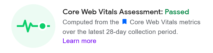 Core Web Vitals Assessment: Passed