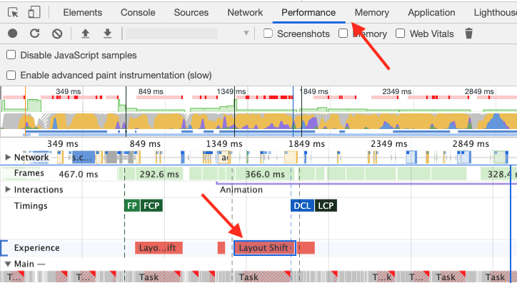 Use DevTool's Performance Panel to what is causing layout shifts.