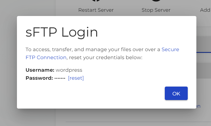 sFTP login information on Platform i