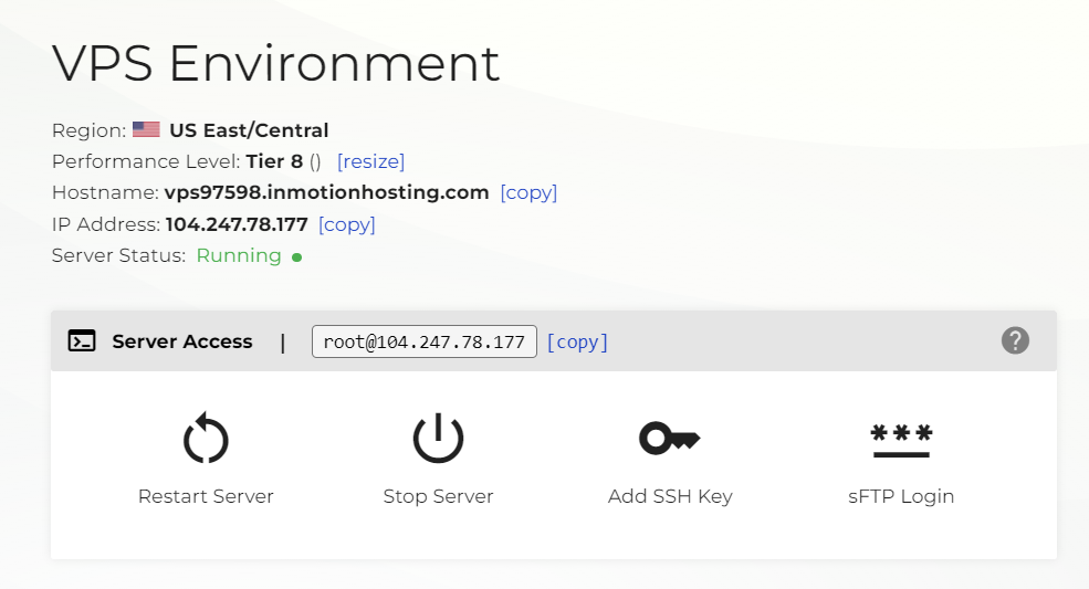 VPS Environment SFTP Inclusion screenshot