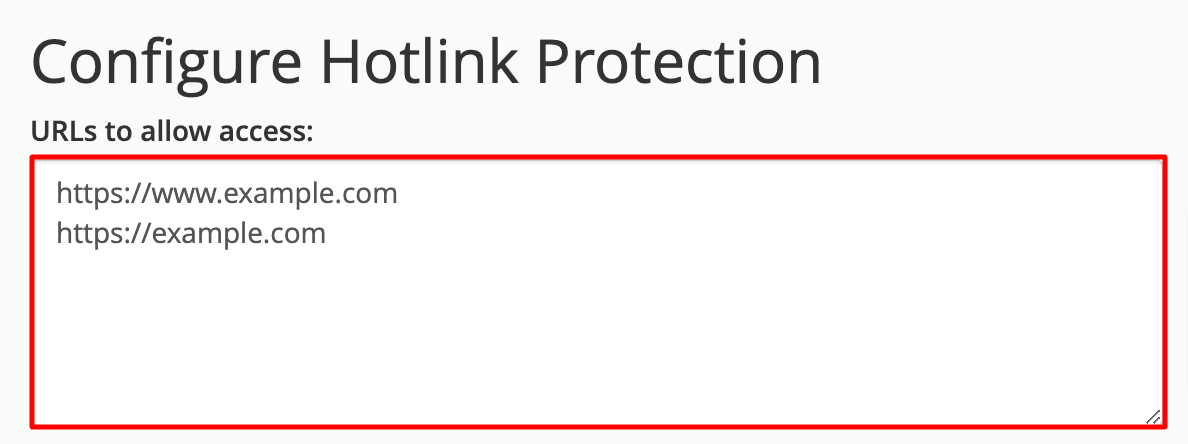 URLs to allow access for hotlinking