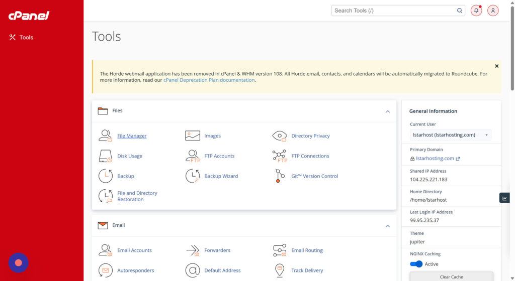 cPanel > Files > Tools