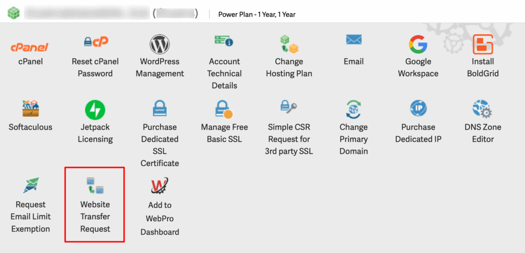 Website Transfer Request Icon in AMP